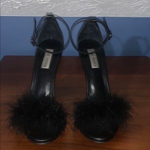 Black furry Steve Madden heels/sandals